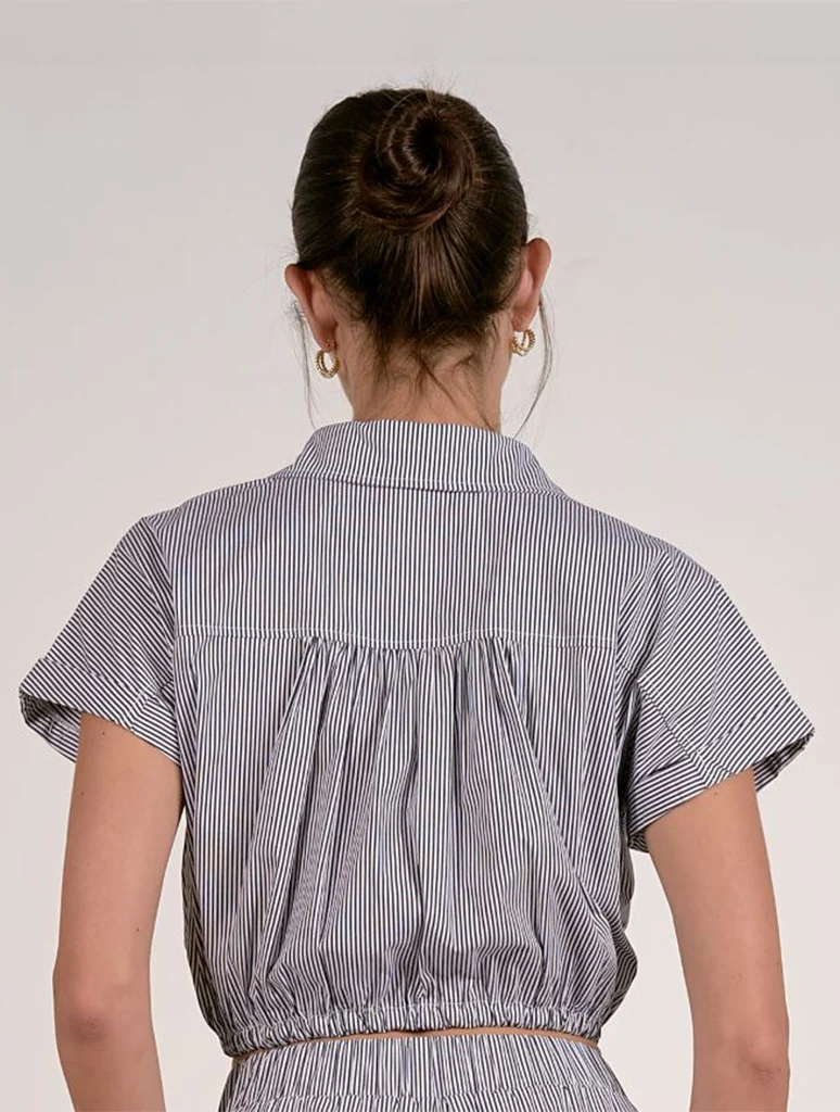 Button Down Cinch Waist Blouse - Image 2