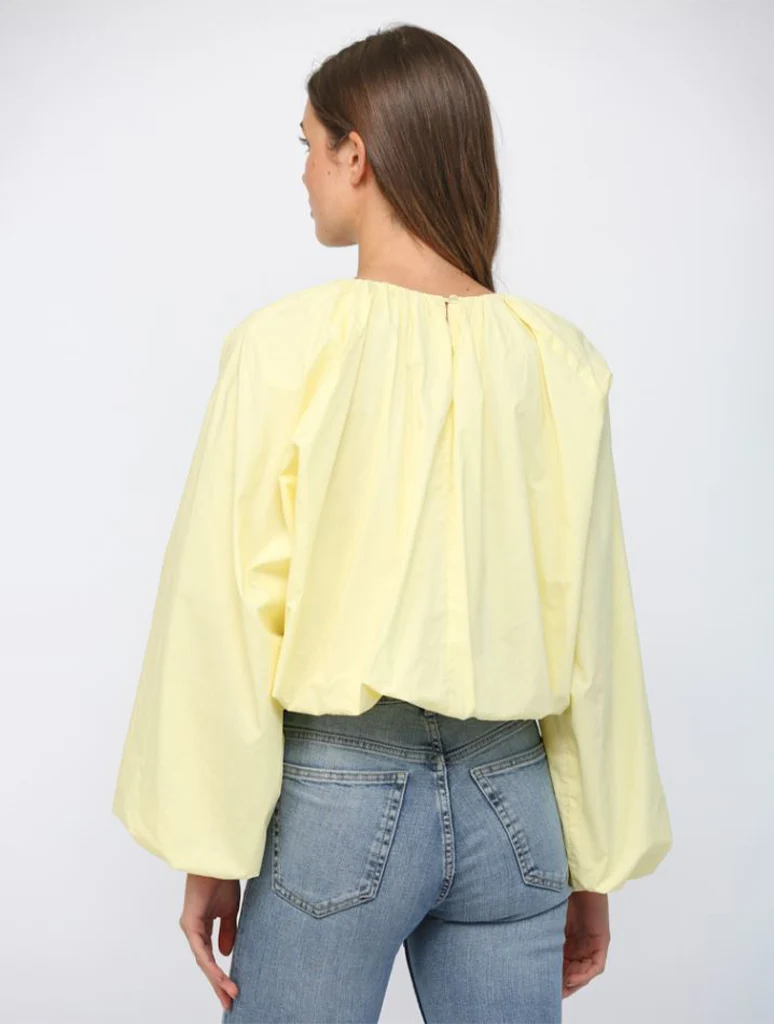 Cropped Long Sleeve Gathered Blouse - Image 3