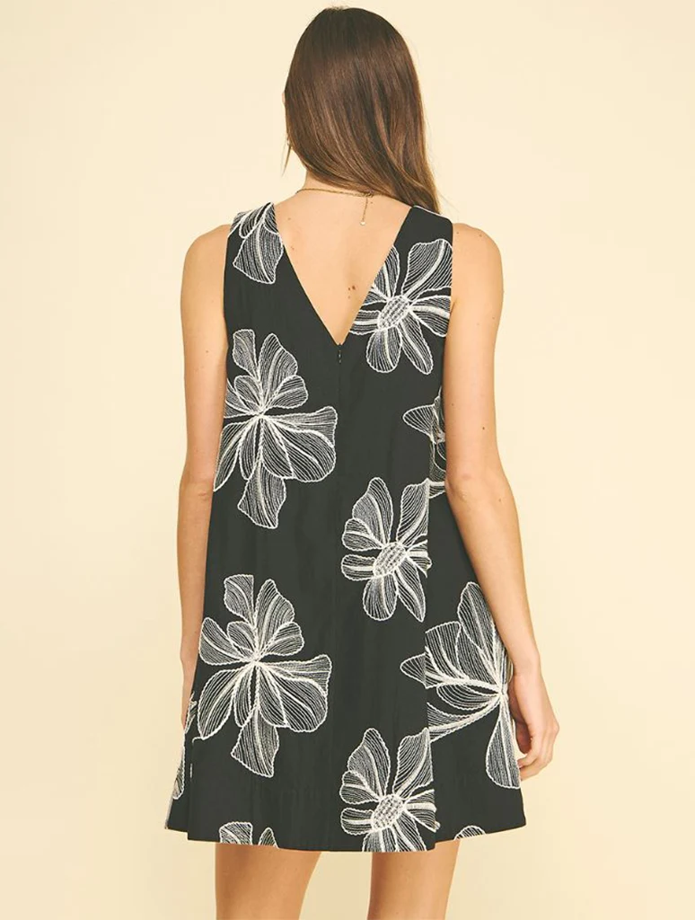 Floral Embroidered A-Line Mini Dress - Image 3