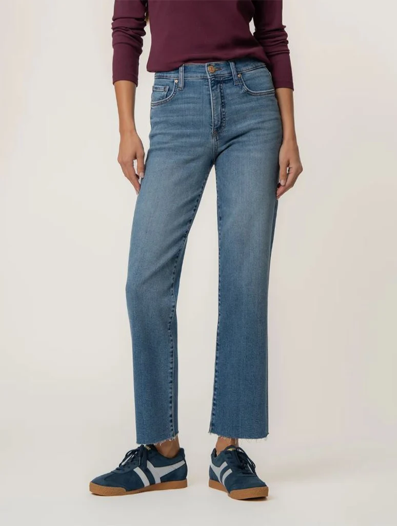 Kut From The Kloth Avery High Rise Easy Straight Leg Jean with Raw Hem