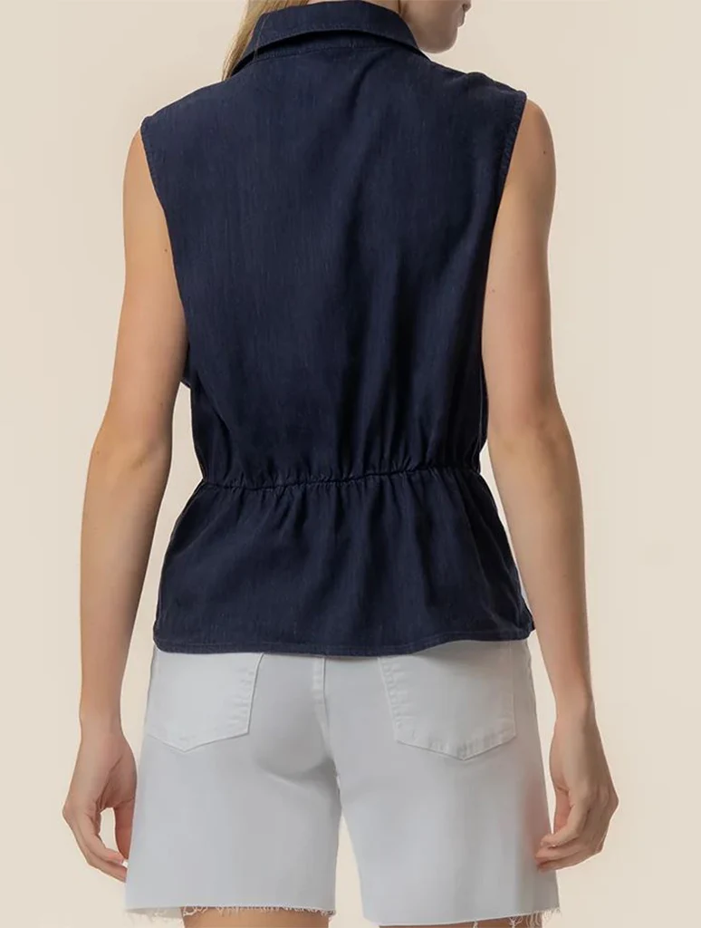 Kut From The Kloth Sara Sleeveless Top With Twist And Shirt Collar - Image 3