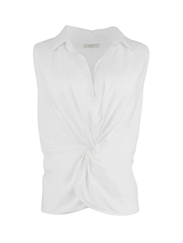 Kut From The Kloth Sara Sleeveless Top With Twist And Shirt Collar - Image 6