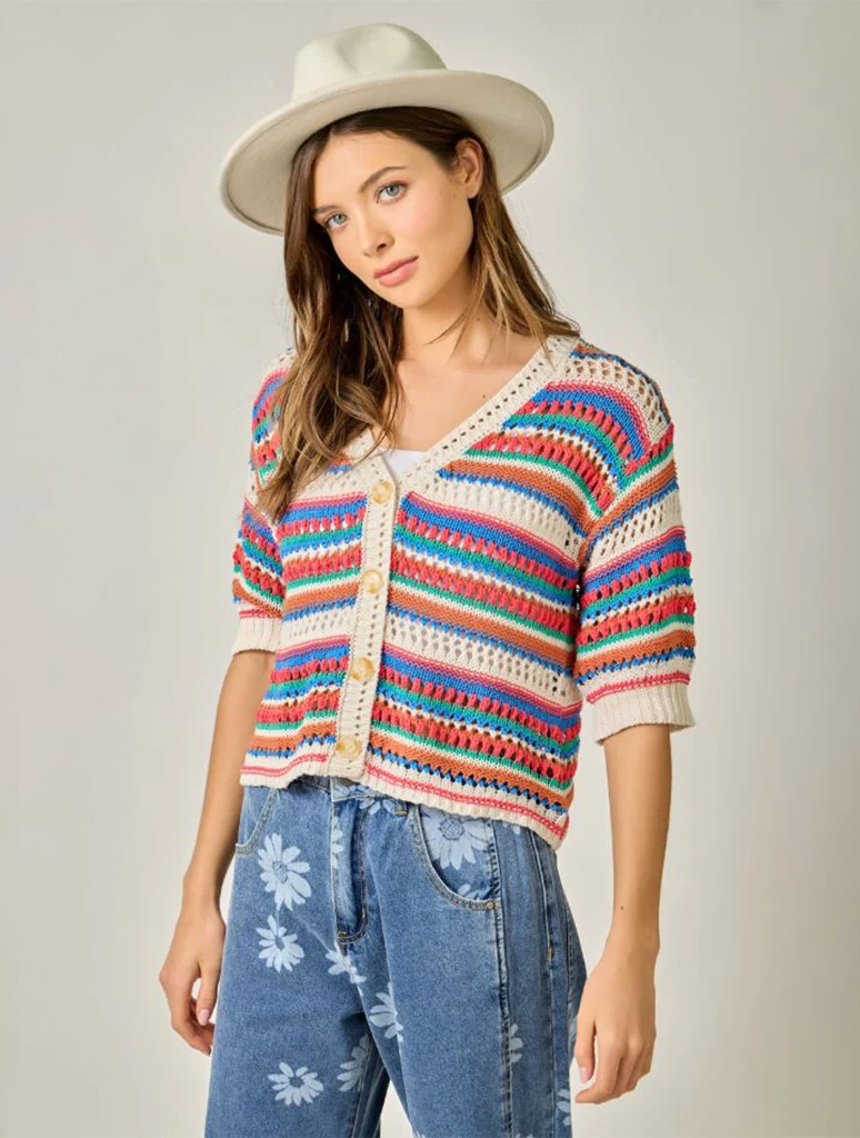 Multi Stripe Summer Cardigan  FINAL SALE - Image 2