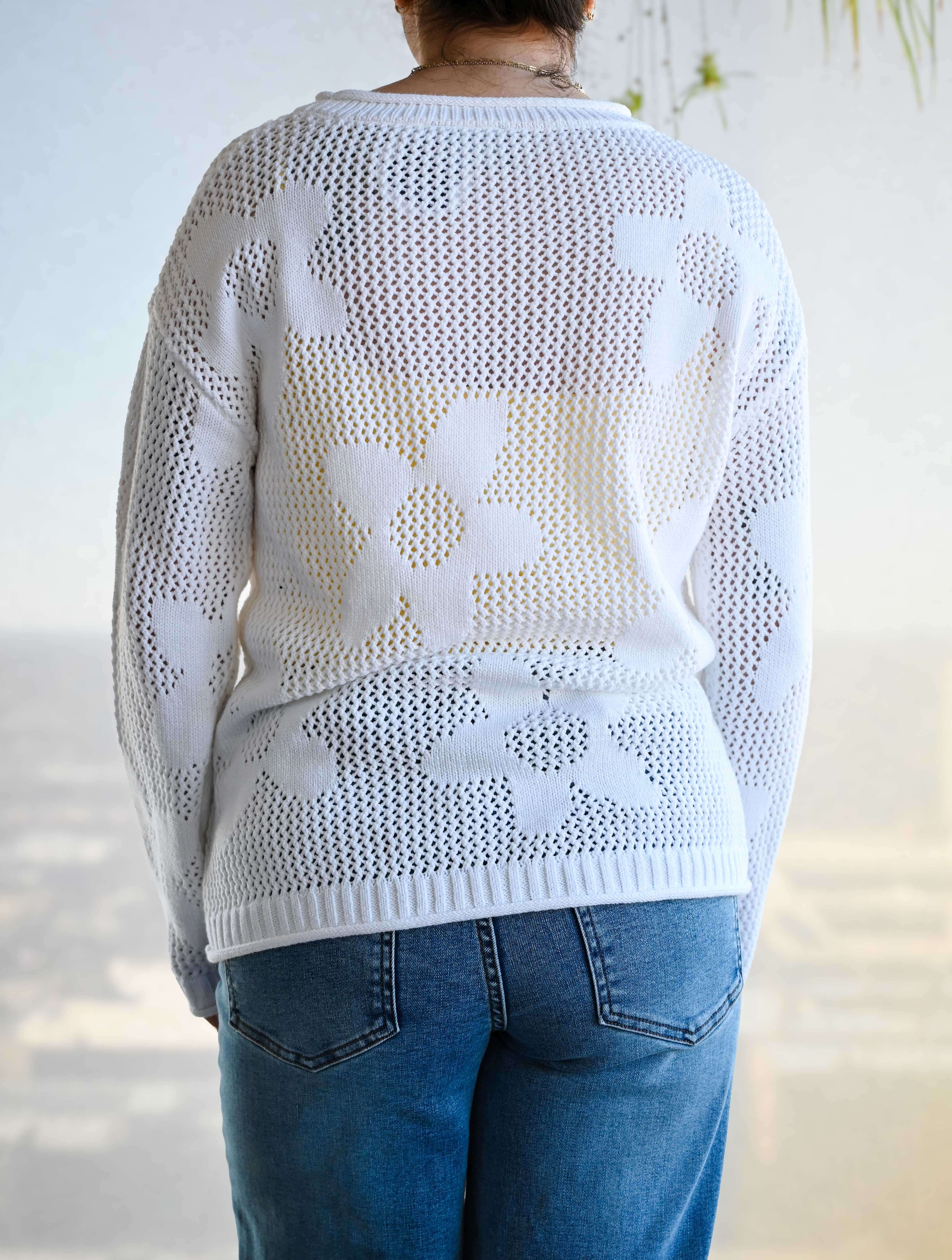 Open Knit Flower Sweater  FINAL SALE - Image 2