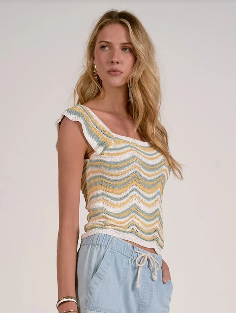 Ruffle Sleeve Knit Tank Top - Image 2
