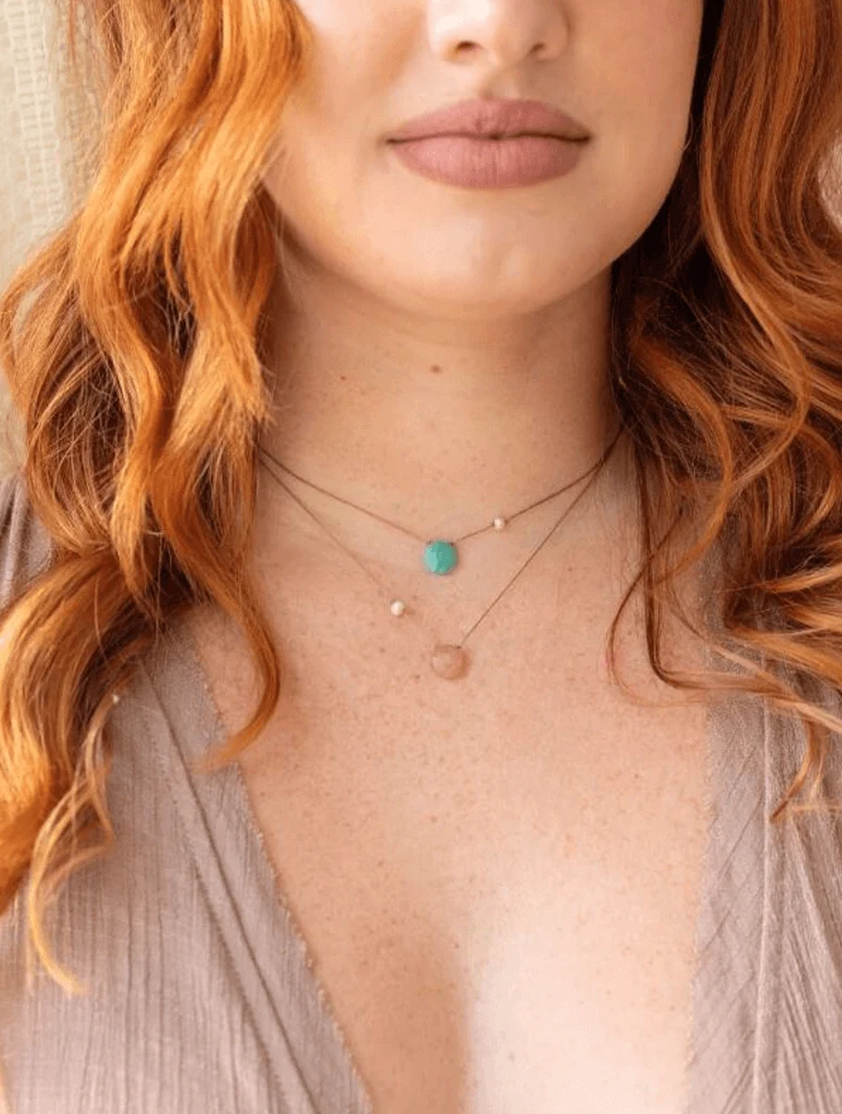 SoulKu Goddess 'You Are Brave' Necklace in Amazonite and Pearl - Image 3