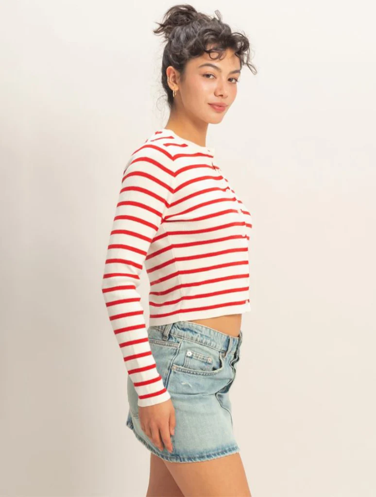 Striped Button-Up Cardigan - Image 2