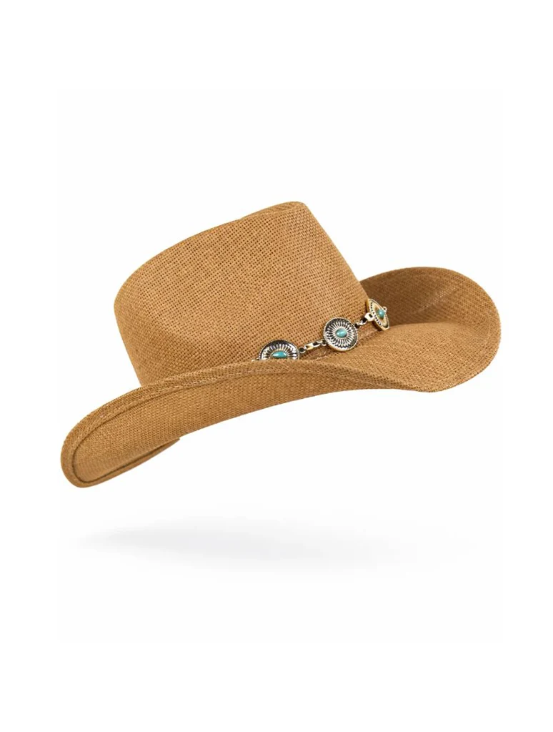 Turquoise Gem Gold Concho Cowgirl Hat