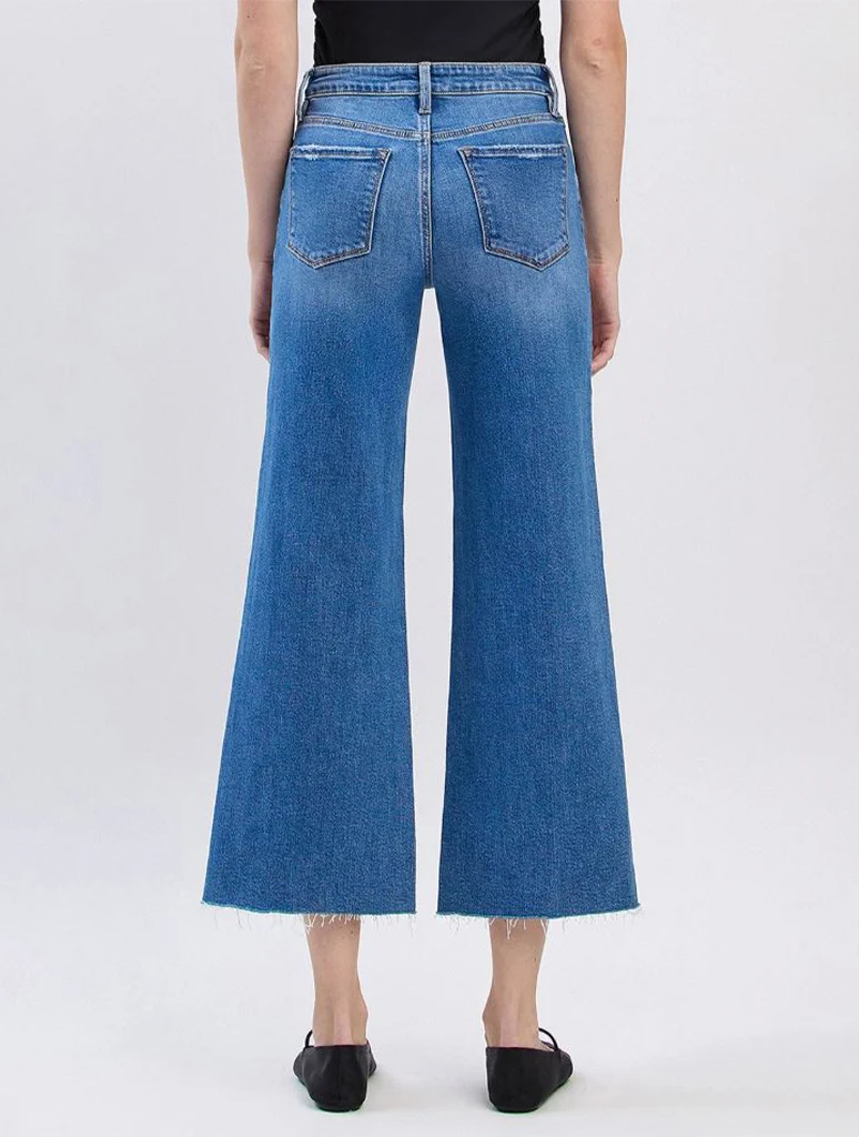 Vervet High Rise Raw Hem Twist Wide Jeans - Image 4