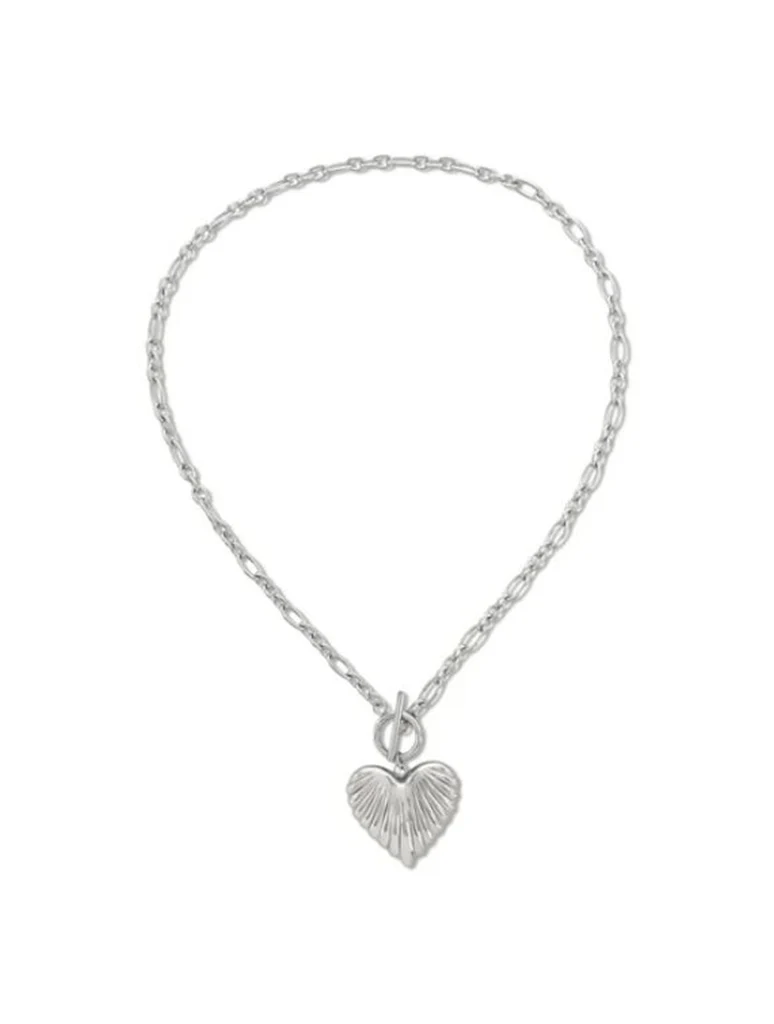 Water Resistant Ridged Heart Necklace - Image 2
