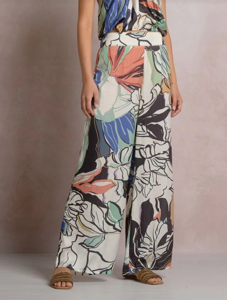 Wide Leg Elastic Waistband Pants